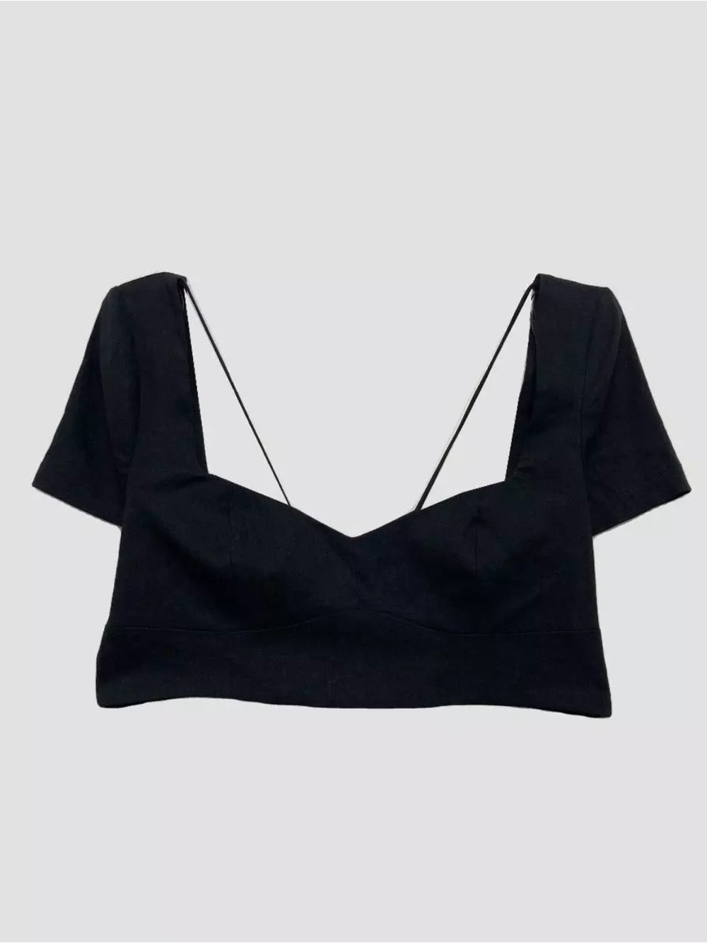 Zara Black Short-Sleeve Crop Top with Delicate Straps